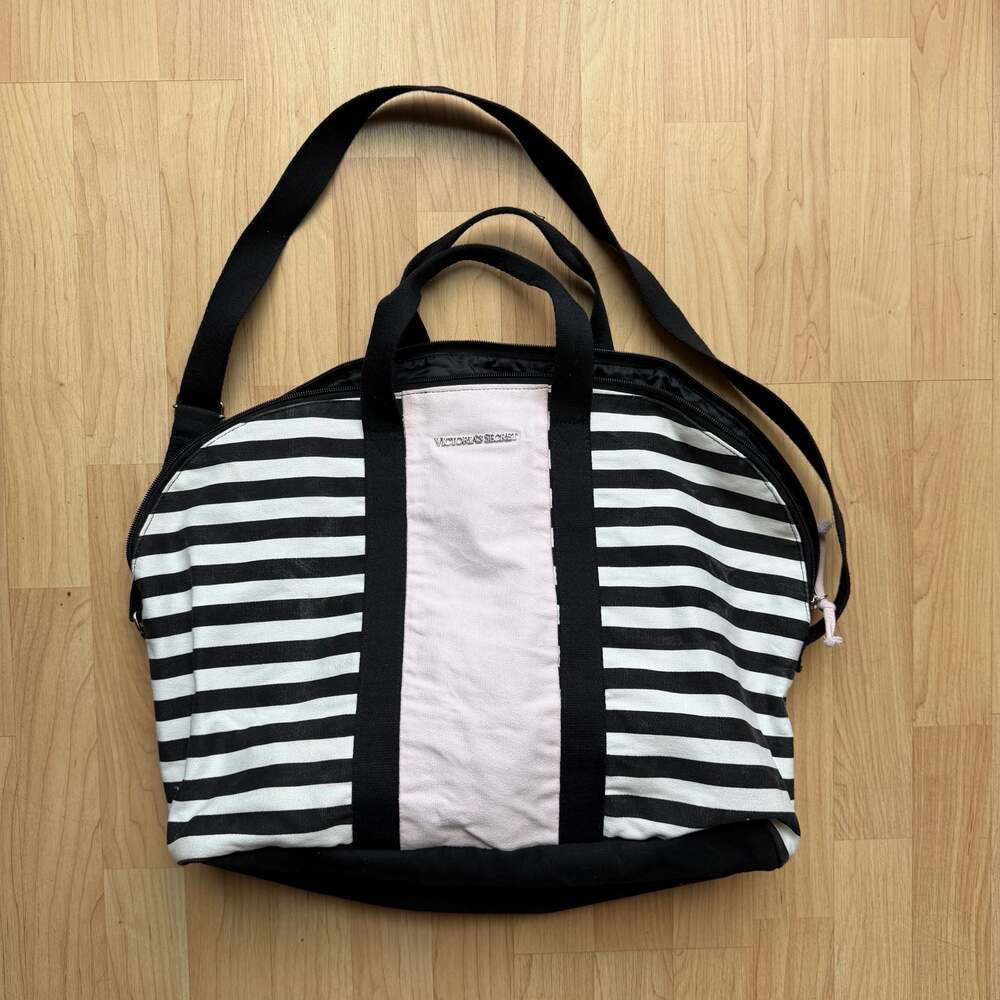 Short Handle Striped Weekend Tote Victoria's Secret travel Gym Bag